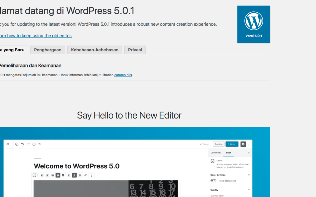 Menjajal WordPress 5.0 dan Gutenberg